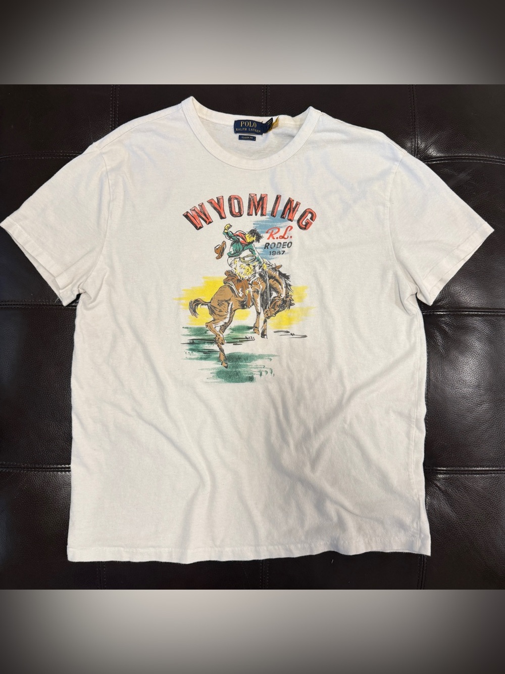 Polo Ralph Lauren Mens Cowboy Wyoming Rodeo 100% Cotton T-Shirt Medium